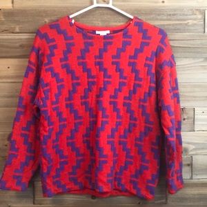 H&M Red Sweater Purple Geometric Print Size 8